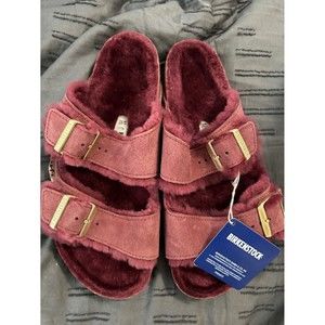Birkenstock Arizona Shearling Sandals in purple size 41
